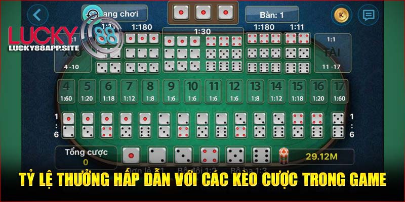 Tỷ lệ thưởng hấp dẫn với các kèo cược trong game