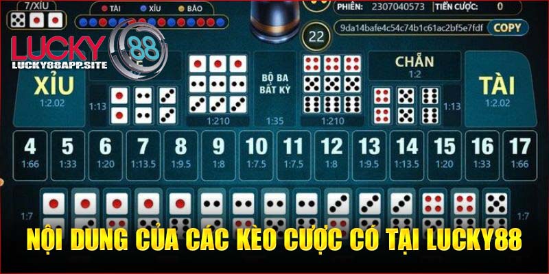 Nội dung của các kèo cược có tại Lucky88