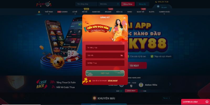 Hướng dẫn cách tham gia nổ hũ tại Lucky88 bắt đầu với bước đăng ký